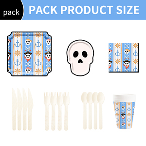 DAMAI Halloween Pirate Theme Tableware Set and Disposable Paper Dinner Plates Dessert Plates Tableware Sets - Product Image 6