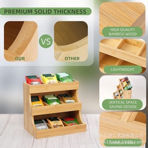 Bamboo <b>Tea</b> Bag Storage <b>Box</b> Multi Layer Desktop Organizer For <b>Tea</b> Coffee Bags Vertical Space Saving Design - Product Image 1