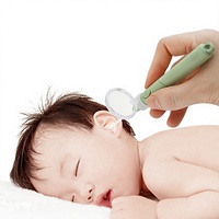 Kit de manucure ergonomique pour nouveau-né en plastique anti-éclaboussures, vert et rose, avec coupe-ongles lumineux anti-pincement et loupe pour le soin des oreilles
