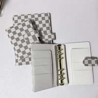 Carpeta de Anillas Perforada con Diseño de Tablero de Ajedrez, de Alta Calidad, para Planificador de Presupuesto, A5, A6, A7, con Sistema de Sobres y Cartera