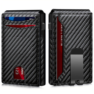 Carbon Fiber Leather <b>Wallet</b> 6 Inch RFID Anti-Theft Pop-Out Card <b>Holder</b> For Men - Product Image 1