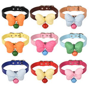 Collier pour animaux de compagnie avec nœud et clochette, en cuir PU réglable, pour chiens et chats de petite et moyenne taille - Product Image 3