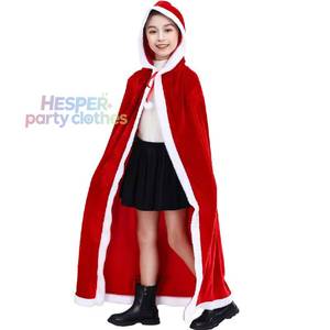 Nouvelle Cape à Capuche en Velours Rouge avec Bordure Fourrure pour Enfants, Costume de Père Noël pour Filles, Vêtements de Cosplay pour Enfants - Product Image 1