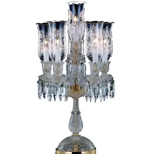 New 6 lights Clear Crystal Candelabra White Glass Table Lamp LT-2329