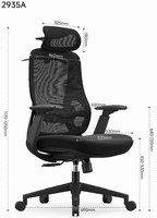 Chaise de bureau ergonomique en maille avec accoudoirs réglables, base en mousse, inclinable et pivotante avec appui-tête, pour bureau à domicile, vente directe usine, MOQ 5