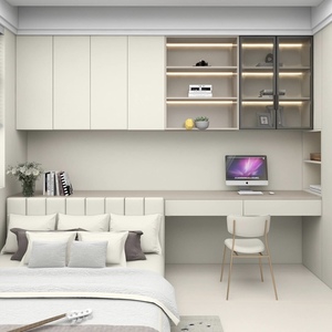 China Light Luxury Design Tatami Style Dormitorio Cama de madera con armario <span class=keywords><strong>Muebles</strong></span> Madera flotante para la decoración del hogar - Product Image 2