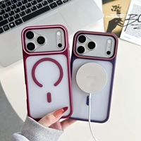 Coque de protection magnétique givrée anti-traces de doigts et anti-chute avec grande fenêtre pour iPhone 18 Pro Max, compatible iPhone 17, 16, 15, 14, 13
