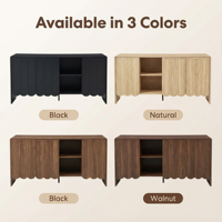 Meubles de rangement Accent avec 4 portes, buffet rectangulaire en bois avec rangement dissimulé, meuble de salon