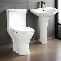 Ensemble de salle de bain moderne, vente en gros au Royaume-Uni, style occidental, sanitaires en céramique, lavabo et WC combinés, 2 pièces