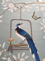 Zhenling Papier peint en soie de conception florale et d'oiseaux peint à la main pour l'amélioration de l'habitat