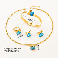 Ensemble de bijoux tendance pour femmes en acier inoxydable 316 et cristal, nœud papillon en strass, collier, bracelet, boucles d'oreilles, bague - plaqué or 18 carats