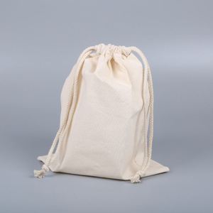 Sac à cordon en coton calicot personnalisé avec double cordon et impression de logo, sac anti-poussière - Product Image 6