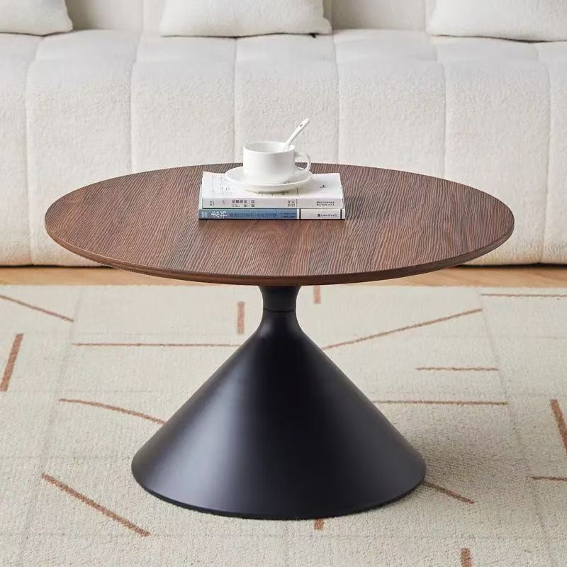 Base noir mat, plateau en noyer, taille 70