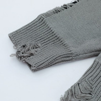 Pull en tricot à col rond pour homme personnalisable THREAD VOX, style streetwear, jacquard à trous, effet usé, inspiré de l'Europe, en acrylique