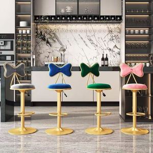 Sillas de Taburete alto de bar moderno nórdico de cocina giratoria de diseño de lujo - Product Image 1