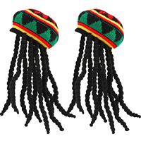 Homme Femme COS Perruque Tresse Chapeau Tricoté Octogonal Jamaïcain Fil Tricoté Halloween Rasta Chapeaux Dreadlocks Casquettes