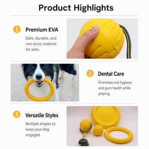 四合一漂浮式 EVA 狗球耐用互动宠物玩具，适合户外露营和水上游乐，狗狗牙齿护理咀嚼玩具 - Product Image 3