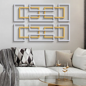 Arte Mural Cuadrado Grande y Elegante en Dorado Pulido, Decoración Minimalista 3D para el Hogar, Adornos para Colgar en la Pared de la Sala de Estar o el Sofá - Product Image 4