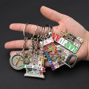 Llaveros Personalizables de Aleación de Zinc con Diseño de Dibujos Animados Vintage, Impresión UV en 3D, para Recuerdos y Regalos de San Juan - Product Image 1