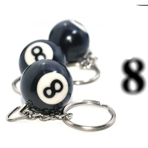 थोक कुंजी श्रृंखला 8 गेंदों-गुणवत्ता 25mm बिलियर्ड गेंद चाबी का गुच्छा पदोन्नति काले 8 आठ गेंद कुंजी श्रृंखला
