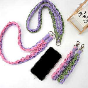 Kit <span class=keywords><strong>Macramé</strong></span> Bohoo 2-en-1 avec nœuds en spirale, en polyester, couleurs contrastées, pour breloque de téléphone/pendentif de sac, cordon anti-perte, cadeau DIY pour les amateurs de bricolage - Product Image 5