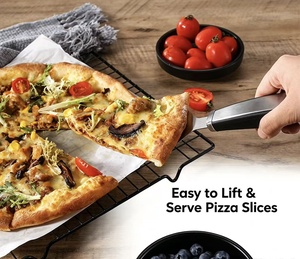 Set da <span class=keywords><strong>2</strong></span> Pezzi: Rotella Tagliapizza in Acciaio Inossidabile e Pala per Pizza, Affettatrice Rotonda a Ruota Singola, Utensili da Cucina - Product Image 1