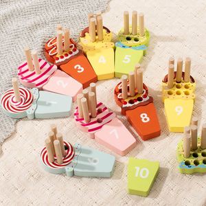 Jouet pour enfants mignon, planche à picots en bois Montessori avec design de crème glacée pour les tout-petits - Product Image 1
