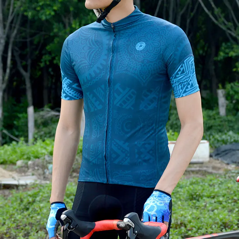 OEM自転車服メンズroupas de ciclismo半袖通気性半袖バイクジャージ、3つのバックポケットサイクリングジャージ