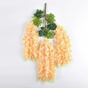 ดอกวิสทีเรียสีม่วงทำมือจากผ้าไหม 3 กิ่ง ยาว 110 ซม. ของตกแต่งแขวนประดับบ้าน สวน สำหรับวันขอบคุณพระเจ้า - Product Image 3