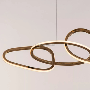 Lámpara colgante de 5 anillos de oro Irregular, luz <span class=keywords><strong>Led</strong></span> lineal, accesorios de iluminación de techo <span class=keywords><strong>Rectangular</strong></span> para comedor y <span class=keywords><strong>cocina</strong></span> - Product Image 3