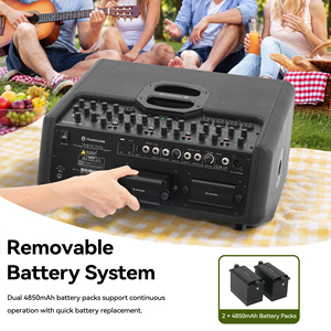 Sistema <span class=keywords><strong>de</strong></span> PA Musiccube T2 Pro <span class=keywords><strong>de</strong></span> 480W con Batería, <span class=keywords><strong>Amplificador</strong></span> <span class=keywords><strong>de</strong></span> Guitarra <span class=keywords><strong>de</strong></span> <span class=keywords><strong>5</strong></span> <span class=keywords><strong>Canales</strong></span> para Karaoke, Ideal para Espectáculos en Vivo y Actuaciones Callejeras - Product Image 3