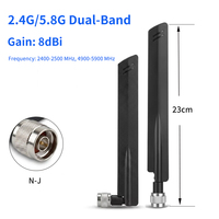 Antena WiFi de Doble Banda 2.4G/5.8G de Alta Ganancia 8dBi, Vertical, para Router AP, Conector N Macho, Diseño Plegable, Uso Interior/Exterior