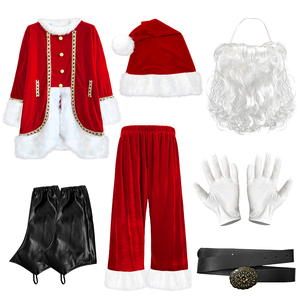Costume <span class=keywords><strong>de</strong></span> Père Noël pour homme adulte, ensemble <span class=keywords><strong>de</strong></span> vêtements en velours rouge, pantalon, tenue <span class=keywords><strong>de</strong></span> scène, taille plus, vente en gros en stock - Product Image 4
