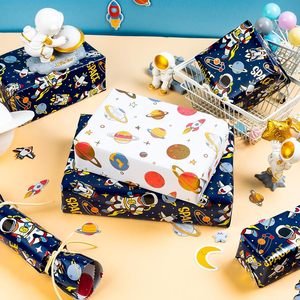 Space Wrapping Paper Roll 30 Inch X 33 Feet Navy Blue Astronaut Design For Kids Birthday Gift <b>Wrap</b> - Product Image 6