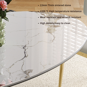 Bộ bàn ăn hiện đại 6 chỗ ngồi, mặt bàn đá sintered gấp gọn, chân kim loại, dùng cho nhà ở, bếp, phòng khách, biệt thự, căn hộ, khách sạn - Product Image 3