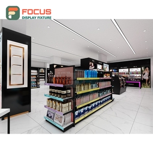 Modern Shop Interior Brushed Stainless Steel Display System Layout Design Beauty Retail Design - Product Image 3