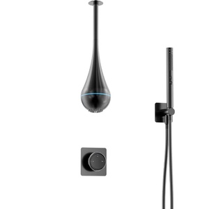 Libert Nouveau Ensemble de Robinetterie de Douche Créatif Encastré en Acier Inoxydable, Fixation Plafond, Effet Goutte d'Eau, Lumière Ambiance Tropicale - Product Image 5