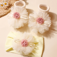 2 pièces de couvre-chef pour bébé et enfant, bandeau en nylon jacquard doux et chaussettes - lavable et écologique, accessoires unisexes pour nouveau-nés