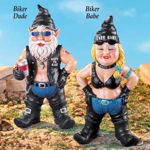 Statues de gnomes de jardin à la mode et cool, figurines de gnomes amusantes pour <span class=keywords><strong>homme</strong></span> et femme à moto, décorations pour la cour - Product Image 2
