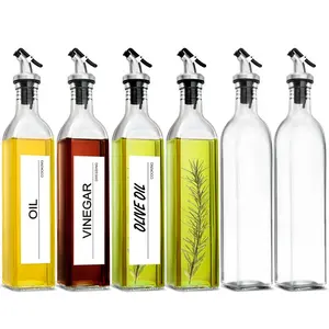 17盎司橄榄油分配器瓶玻璃油容器分配器瓶，用于厨房，食用油和醋分配器