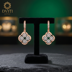 Boucles d'oreilles élégantes en cristal or rose, bijoux de luxe étincelants, cadeau de mariage pour femmes et filles - Product Image 2