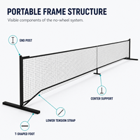 Base de filet de pickleball mobile sur roues pour terrain de 22 pieds