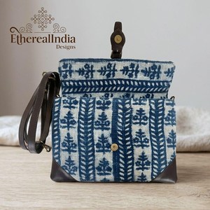 Sling <b>Bag</b> Wholesale Indigo Block Print <b>Tablet</b> Crossbody <b>Bag</b> Handmade Cotton Sleeve with Strap Export India - Product Image 5