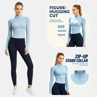 Veste de sport à col montant et manches longues pour femme, idéale pour la gym, le quotidien et les loisirs, coupe décontractée