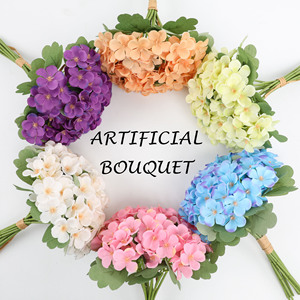 Bouquet d'hortensias artificiels Guanyi, fleurs en soie, décoration de mariage, décoration de la maison, accessoires d'extérieur, impression 3D en relief - Product Image 3