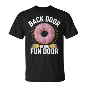 T-shirt humoristique pour adultes avec motif de beignets glacés et design amusant sur le dos, idéal pour les promotions - Product Image 1