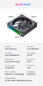 Snowman GK hiệu suất cao 120mm argb không dây nối người hâm mộ chơi game mới lăng kính PC trường hợp 3pcs Kit làm mát không khí mát nhôm <span class=keywords><strong>CPU</strong></span> - Product Image 6