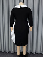 Robe de carrière élégante et moderne pour femme, à manches 3/4, avec taille peplum contrastante, coupe ajustée, idéale pour les événements professionnels et décontractés au bureau