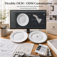 Assiettes en céramique personnalisées avec logo, bord large, blanc pur, de 5 à 12 pouces, vaisselle pour hôtel et restaurant, vaisselle en porcelaine en vrac, plats plats de service
