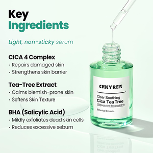 Suero facial de árbol de té Cica, extractos botánicos, tratamiento calmante transparente para la piel, repara el suero de la piel dañada, antienvejecimiento - Product Image 3
